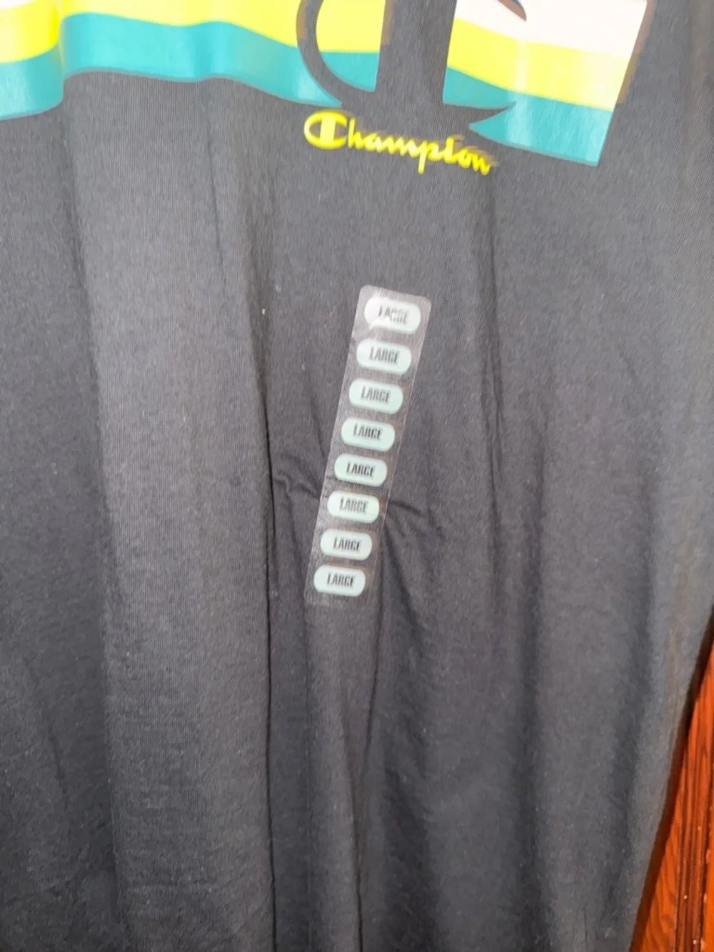 Champion Black Graphic T Shirt Large NWT Logo Tee - Picture 9 of 9